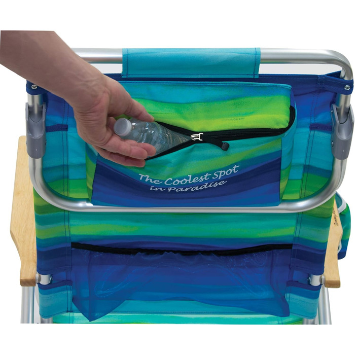 Рюкзак Tommy Bahama Classic Flat, 2 шт., 5 позицій, з кулером та тримачем для напоїв, портативний складний пляжний стілець для засмаги, синій/зелений, синій/зелений, 23&39 x 25,25&39 x 31,5&39