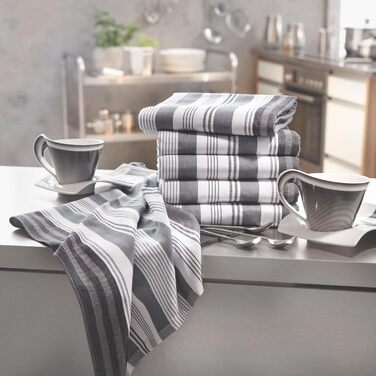 Набір з 4 чайних рушників, приблизно 50x70 см, бавовна, сіра смужка
