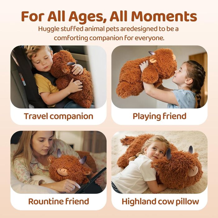 М'яка іграшка Mewaii Weighted Plush Highland Cow, 58 см, 1.8 кг