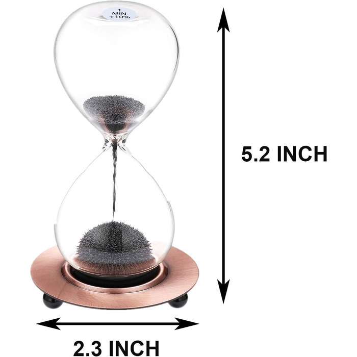 Пісочний годинник SuLiao для Uten, поворотний на 720, старовинний білий пісочний годинник, вінтажний пісочний годинник 1 Hora Reloj de Arena, великий метал, пісочне скло, офіс, письмовий стіл, дім, весільне оформлення (сірий магнітний пісок, 1 хвилина)