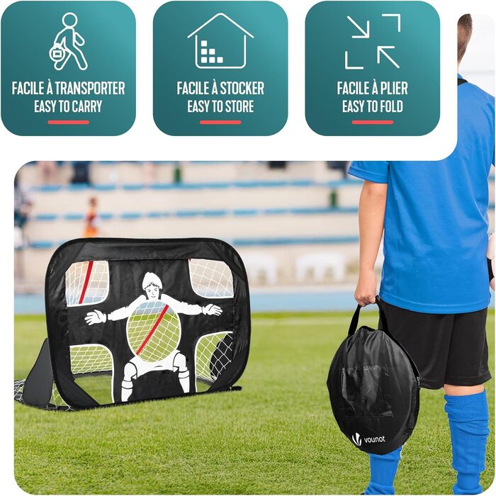 Висувні футбольні ворота, 2 шт., 120 x 80 x 80 см, Дитячі футбольні ворота з сумкою, Портативні складні футбольні ворота для саду, на природі та тренувань 2-в-1
