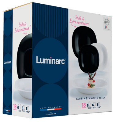 Сервіз столовий Luminarc Carine Black&White, 18 предметів (6773529)
