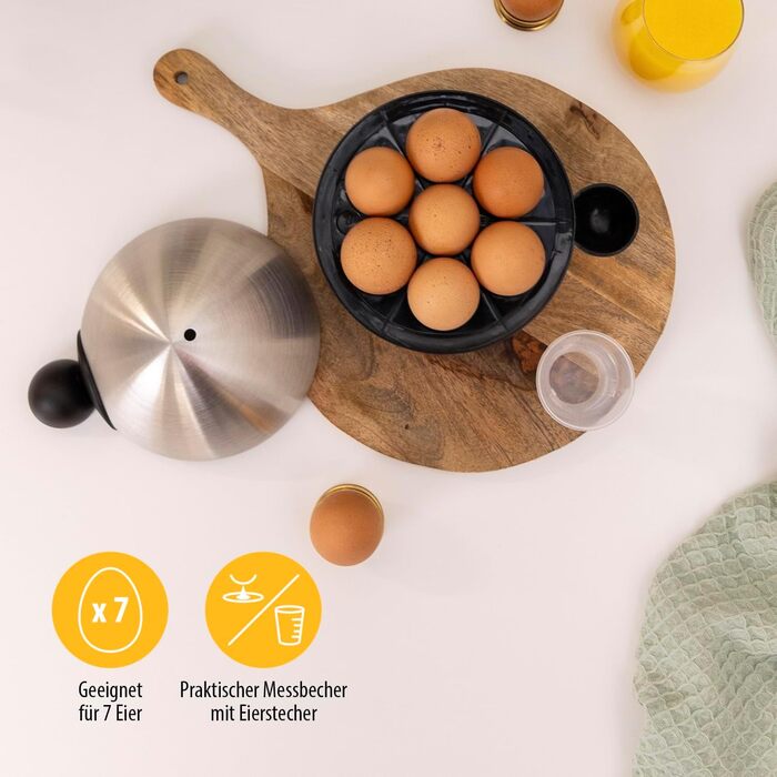 Яйцеварка Tristar EK-3076 - на 7 яєць, чорна нержавіюча сталь