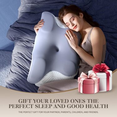 Подушка з піни з ефектом пам&39яті, ортопедична подушка для підтримки шиї, подушка для підтримки голови, ергономічна для тих, хто спить на боці, оптимальний комфорт при болю в шиї та плечах, сіра, 35,0 сантиметрів x 15,0 сантиметрів