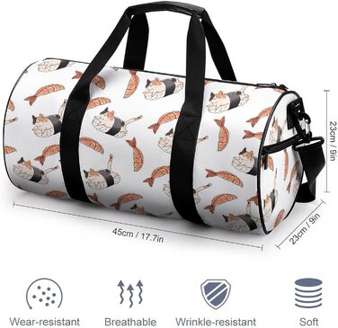 Дорожня сумка-рол Милий котик-суші, спортивна сумка для чоловіків та жінок, сумка-мішок, спортивна сумка