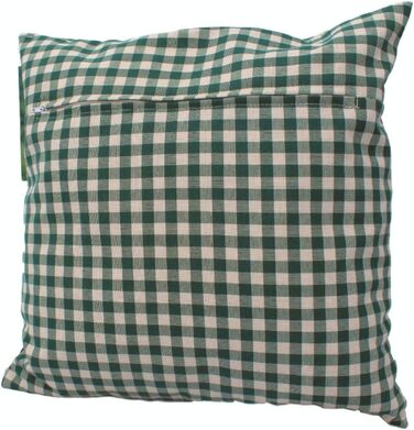 Зелена картата соснова подушка з вишивкою оленя, наповнена сосновою стружкою, виготовлена з деревини швейцарської сосни, розмір 40x40 см