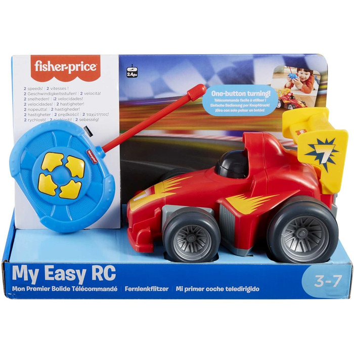 Машинка Fisher-Price на дистанційному управлінні від 3 років Моя перша машинка на дистанційному управлінні для дітей від 3 років Гоночна машинка на дистанційному управлінні Подарунок, 3 роки хлопчик, дівчинка Дитяча іграшка від 3 років, GVY94