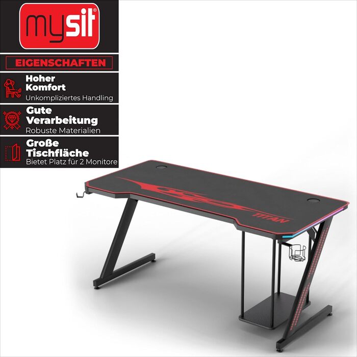 Ігровий стіл MY SIT Титан з RGB-підсвічуванням та розширеним функціоналом