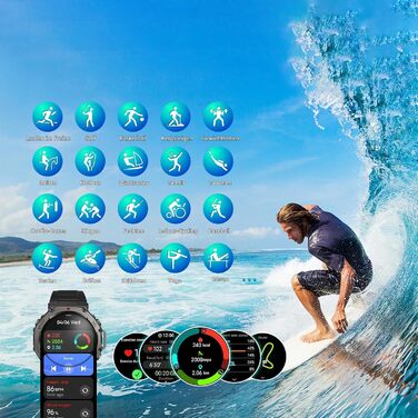 Розумний годинник Sekoda GPS дводіапазонний GPS та 6 супутників, понад 170 точок даних про фітнес та здоров&39я, пульс та SpO, 15-денний час роботи від батареї, Bluetooth 5.3, водонепроникний