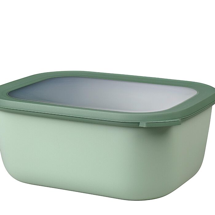 Кругла прямокутна миска Mepal Multi Bowl - Посуд для мікрохвильової печі - Підходить як герметична коробка для зберігання в холодильнику, посуді для мікрохвильової печі та як контейнер для зберігання продуктів - 3000 мл - Північна шавлія