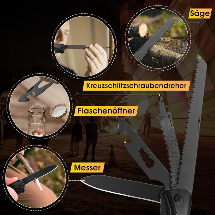 Сокира похідна DRAGON CREEK, багатофункціональний інструмент для виживання, компактна сокира з алюмінієвою ручкою 15 в 1 (молоток, пилка, ніж), міні-інструмент - подарунок для чоловіків