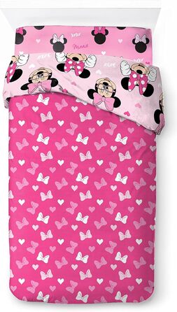 Комплект постільної білизни Disney Minnie Hearts & Love з 3 предметів з 100 бавовни, розмір односпального ліжка 135x200 см - підко
