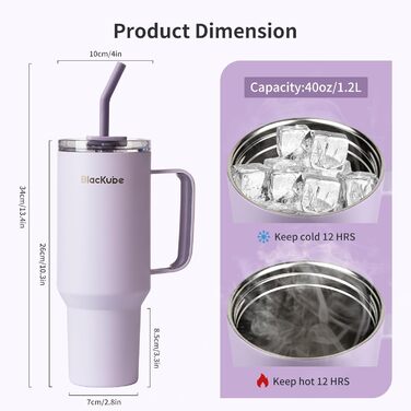 Пляшка для пиття Blackube 1200 мл з кришкою та соломинкою, чашка з кришкою та соломинкою, герметична, велика металева пляшка для п