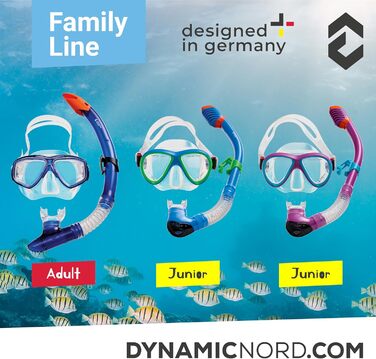 Набір для підводного плавання La Gomera Pro Jr. для дітей Розроблено в Німеччині Професійний силіконовий 2-елементний дитячий дайвінг-набір (маска для підводного плавання, трубка та сітчаста сумка) з сухою трубкою та захисною лінзою рожевого/блакитного ко