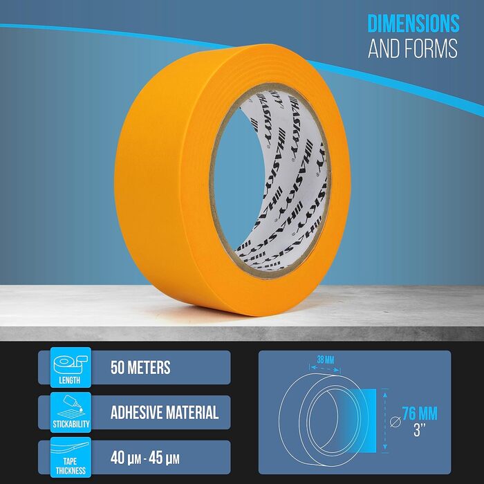 Малярська стрічка HASKYY Goldband 10 шт. малярська стрічка 38 мм x 50 м професійна малярська стрічка малярська стрічка клейка стрічка васі-стрічка золота паперова стрічка самоклейка