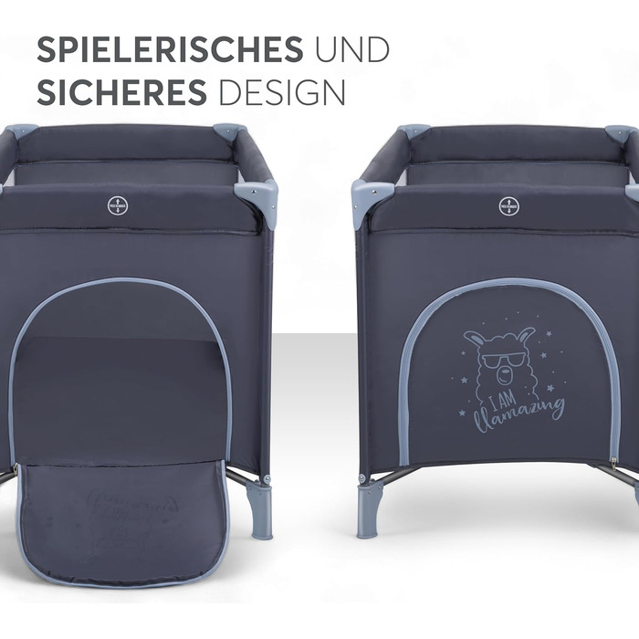 Дитяче ліжечко KikkaBoo Baby Travel Cot SO GIFTED, 120x60 см, до 15 кг, складне та компактне, портативне з сумкою для перенесення, розкладне для подорожей та відпусток, темно-синє