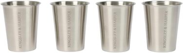 Стаканчики Kingsley & Harper з нержавіючої сталі, 335 мл (набір з 4 шт.) високоякісні, безпечні для харчових продуктів, стійкі до іржі, ударостійкі, багаторазові, екологічно чисті металеві стаканчики марки 304 для дітей, дорослих, кемпінгу, подорожей та.