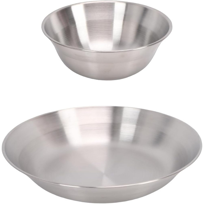 Набір посуду для кемпінгу Drfeify з нержавіючої сталі, портативний, дворівневий, комбінація посуду для пікніків, пляжних вечірок, міцний набір столових приборів для мандрівників, нержавіюча сталь 304, розмір 546 г