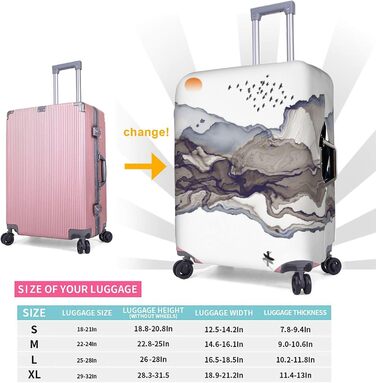 Чохол для валізи Сірі пагорби, птахи - захисний, з малюнком, великий розмір (80 см), білий