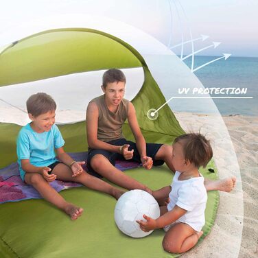 Пляжний намет, що розкладається, вітрозахисний намет на пляжі, блискавично швидкий, самовстановлюваний сонцезахисний намет, автоматичний намет із захистом від ультрафіолету, зелений