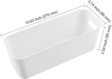 Набір з 12 вузьких білих пластикових коробок для зберігання, пластикових кошиків для зберігання з ручками, пластикових коробок-органайзерів для кухонних шаф, білих коробок для зберігання на кухню, ванну кімнату, косметику, офіс