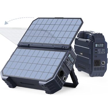 Портативна електростанція BROWEY із сонячною панеллю, власна сонячна зарядна панель 12-40 Вт, сонячний генератор 1600 Вт, 1024 Втгод з акумулятором LiFePO4, портативне аварійне джерело живлення для кемпінгу, активного відпочинку, кемперів та аварійних сит