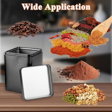Чайних банок для розсипного чаю (від 100 г до 250 г), 8 x 8 x 11 см металеві ароматичні бляшанки для спецій для кавових зерен та спецій (сірі), 15