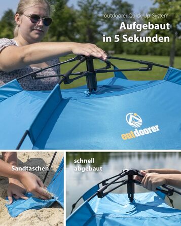 Намет для активного відпочинку SunSnapper Air - UV 80, що швидко розкладається, з 4 дверима та 3 вікнами, швидко встановлюється або автоматично встановлюється, замикається, із захистом від ультрафіолету 80, екраном для приватності та захистом від комах