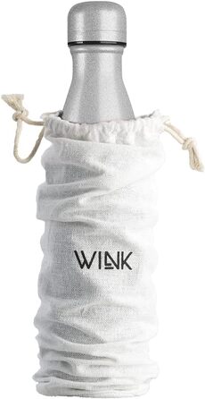 Термос WINK 500 мл з нержавіючої сталі Герметична та без бісфенолу А Ізольована пляшка для гарячих та холодних напоїв Дорожня пляшка з бавовняним чохлом Стильна та багаторазова Блискуче сріблястий колір