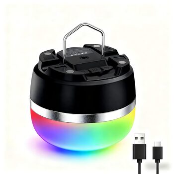 Ліхтар для кемпінгу, світлодіодний ліхтар для кемпінгу, заряджається через USB з ємністю 8000 мАг, 13 рівнів яскравості, 6 регульованих рівнів яскравості та вбудований сильний магніт, водонепроникний ліхтар для кемпінгу, аварійне RGB-підсвічування плюс