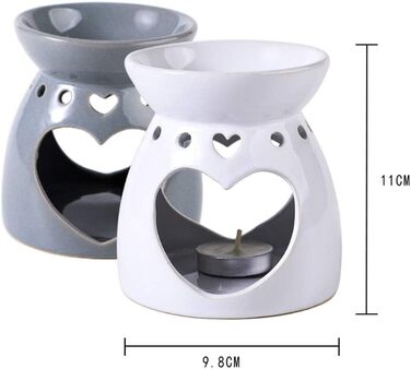 Керамічна ароматична лампа Ароматична лампа свічник, Love Hollow Wax Aroma Lamp Tea Light Holder Ароматична лампа, Декоративна керамічна ароматична лампа чайне світло для ароматерапії масла і ароматерапії воску прикраса кімнати (сірий)