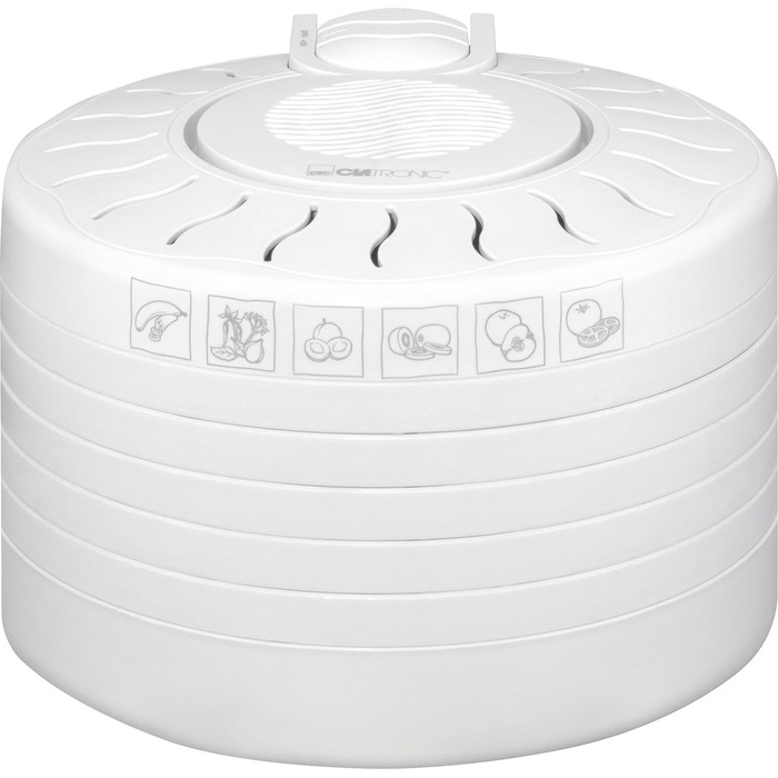 Дегідратор Clatronic DR 2751, 250 Вт із захистом від перегріву, сушить фрукти, овочі, зелень, м'ясо та багато іншого, змінне використання завдяки 5 рівням, які можна штабелювати, DR 2751 Single