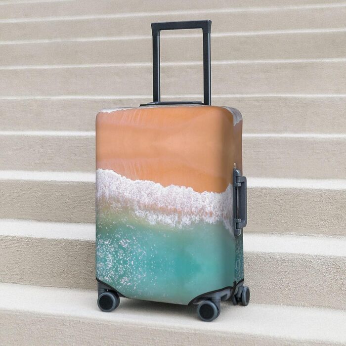 Чохол для валізи з романтичним пляжним принтом, еластичний захист від подряпин та пилу, чорний, розмір 95