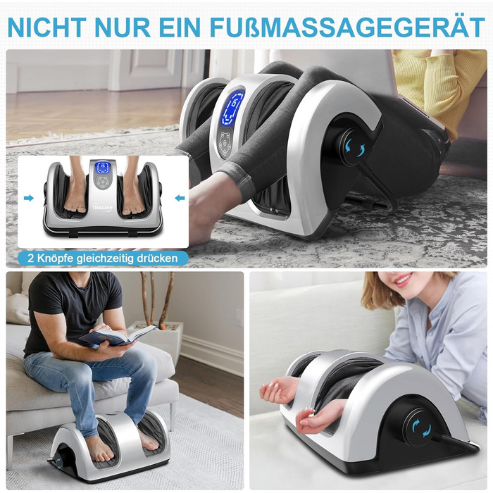 Масажер для ніг TISSCARE Shiatsu з нагріванням, масажер для ніг для підошовного фасціїту, невропатії та знеболення, електричний масажер для стоп і ніг, глибокий масаж тканин, подарунок для чоловіків і жінок