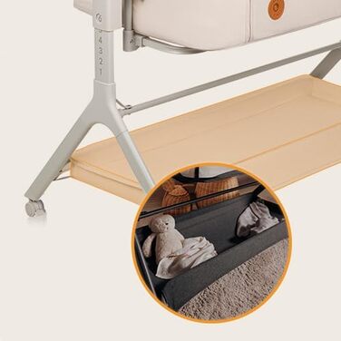 Дитяче ліжечко Lionelo Leonie Plus 3-в-1 (до 9 кг), додаткове ліжко та колиска, регульована висота, повітропроникні стінки, знімні боковини, колеса з гальмами, великий кошик, колір Beige Plus