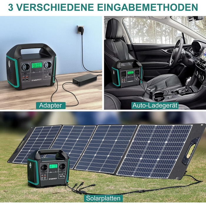 Портативна електростанція S1000, літієва батарея 725 Втгод з 2 виходами змінного струму 1000 Вт (пікова 1500 Вт), 2 порти USB-C PD 65 Вт, сонячний генератор для кемпінгу, подорожей, риболовлі, автофургонів