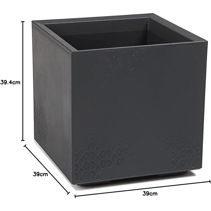 Кашпо Caro бетонного вигляду на коліщатках з пластику 100 переробленого (40см, антрацит) 40см антрацит, 24