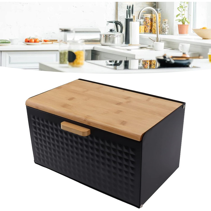 Дерев'яна хлібниця, хлібниця для зберігання хліба, хлібниця для ферми, старовинна велика хлібниця для кухонного столу, міцна хлібн