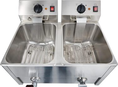 Електрична подвійна фритюрниця GastroHero ECO 1010 літрів зі зливним краном