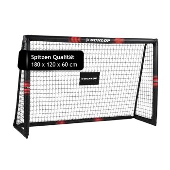 Футбольні ворота Dunlop - Футбольні ворота 300 x 200 x 90 см - Футбольні ворота - Футбольні ворота для саду, дітей та дорослих - Футбольне тренувальне обладнання, для приміщень та вулиці - Металеві - Чорний/Білий, Чорний/Червоний 180x120x60 см