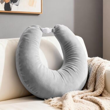 Ергономічна подушка, багатофункціональний підлокітник, чохол, який можна прати, U-подібна подушка для тазу, подушка для підтримки рук, подушка для читання, ігрова подушка та подушка для читання, в&39язана подушка для дивана та ліжка (сіра)