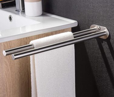 Рушникосушка двоплечий рушникосушка для ванної кімнати настінний подвійний з нержавіючої сталі матовий 40см сріблястий