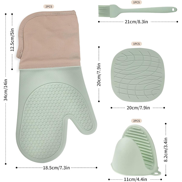 Рукавички для духовки Рукавички для духовки протиковзкі з термостійкими рукавичками для випічки - Набір з 6 кулінарних рукавичок П