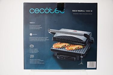 Електричний гриль Cecotec Rock'nGrill 1500 Rapid. Облицювання з каменю RockStone, регульована по висоті верхня пластина, піддон дл