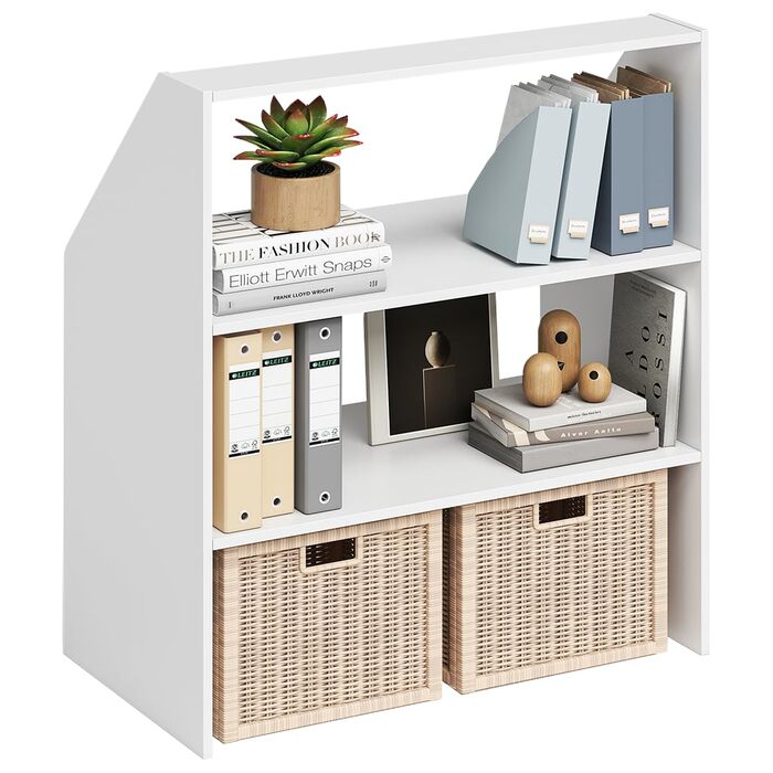 Полиця Bellamio Aland з похилою стелею білого кольору відкрита шафа з похилою стелею та 3 відділеннями книжкова шафа/шафа компактне сховище для похилих стін нішева шафа 100x90x50 (ВxШxГ) біла, 3 відкриті відділення