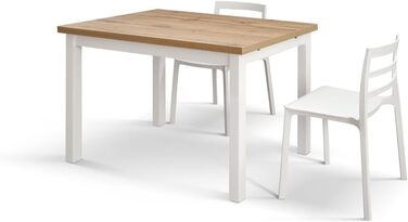 Розкладний стіл Tommaso, рустикальний дуб, оздоблений (білий каркас, 110 x 70 x 76,5) - id1957 110 x 70 x 76,5 Біла основа