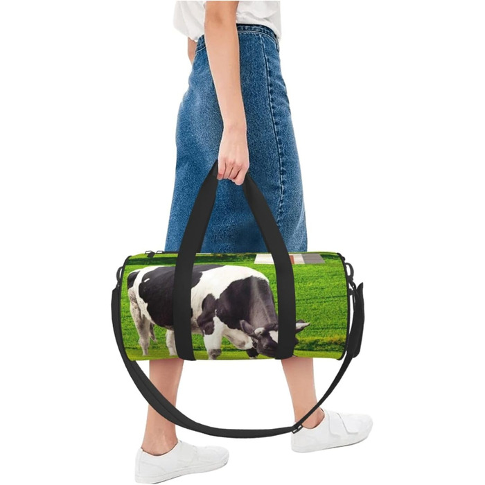 Спортивна сумка-мішок для подорожей та пляжу, принт Корови, чорна, універсальний розмір, дорожня сумка