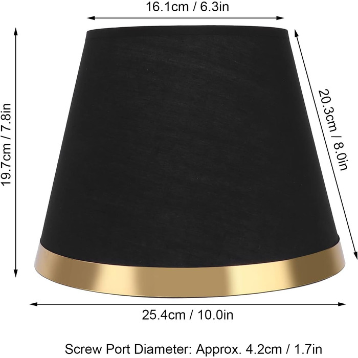 Тканинний абажур, Простий абажур в європейському стилі Зносостійка прикраса Кришка лампи для настільної лампи Торшери (чорний), 27