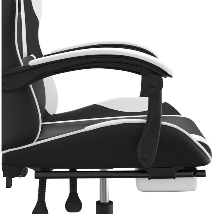 Обертове ігрове крісло, чорно-біле, штучна шкіра, ігрове крісло, доступне ігрове крісло, професійне ігрове крісло - 349584