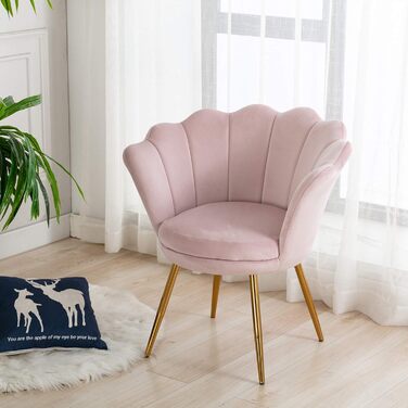 Крісло-туалет Chairus, крісло-ракушка з оксамиту, крісло для відпочинку із золотими ніжками, крісло для вітальні, світло-рожевий